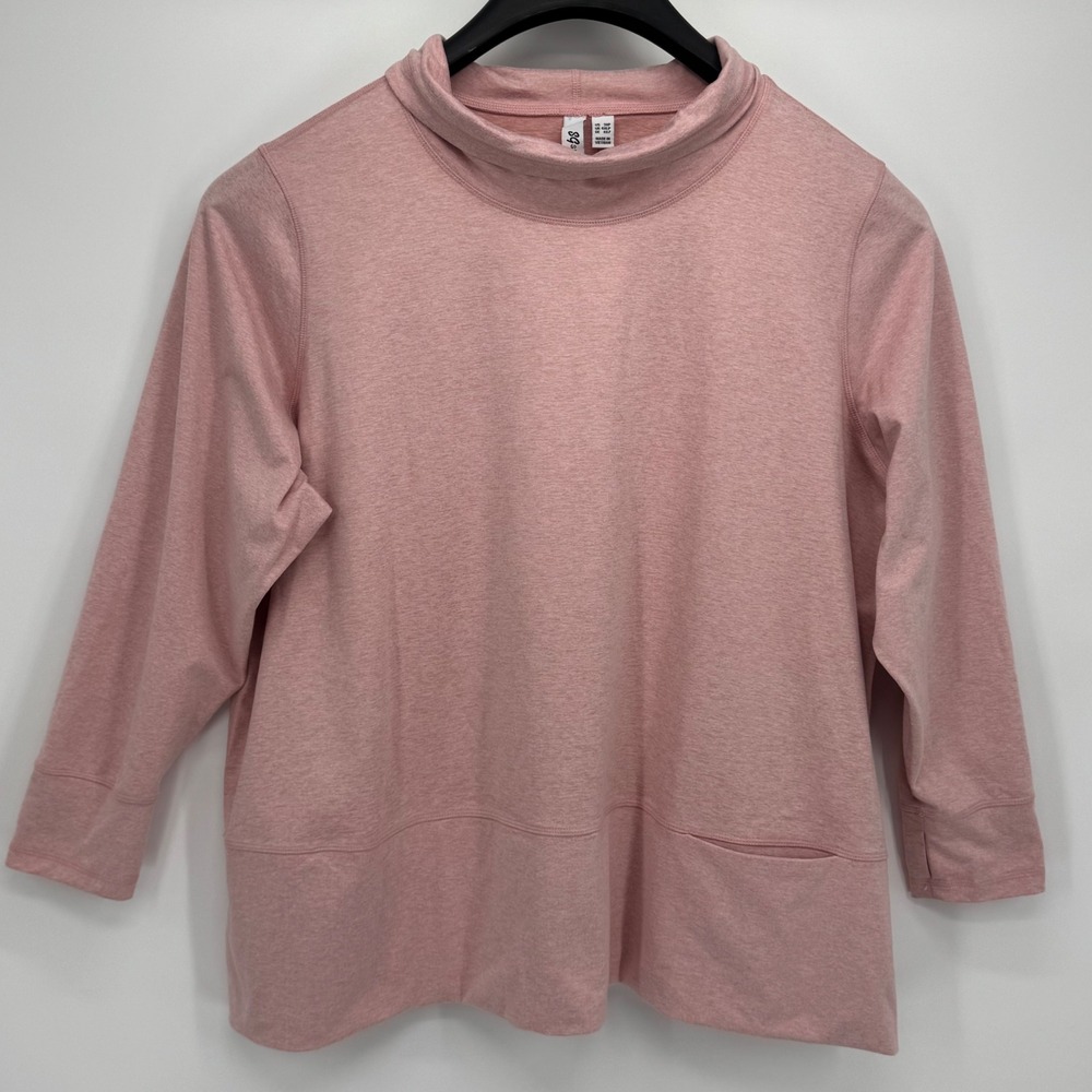 Susan Graver SG Sport Knit Heather Pink Sweatshirt Thumbhole Pockets Size 3XP